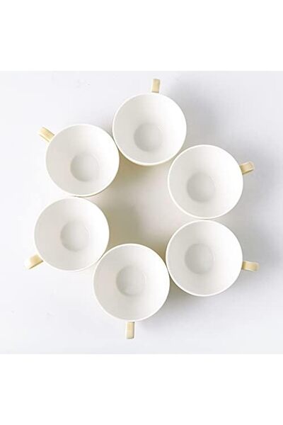 sharpdo 6 Pieces of Ceramic Coffee Cups Bowl-Shaped Beige 180 ml, from Sharbedo, Porcelain