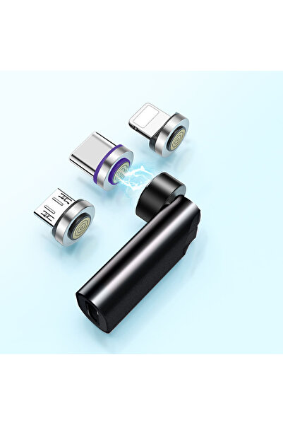 Choice محول شحن سريع PD 5A أسود بثلاثة رؤوس يدور بزاوية 540 درجة ومحول مغناطي...