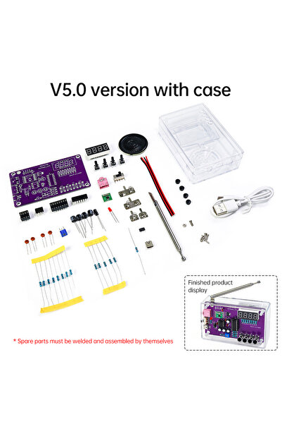 Choice1 مجموعة راديو HU-017B RDA5807S V5.0 مع حقيبة، طقم تدريبي DIY لأجزاء إل...