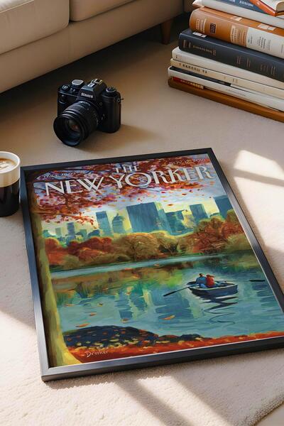 Saturn The New Yorker Çerçeveli Tablo November 12 2018 - Sonbaharda Central Park