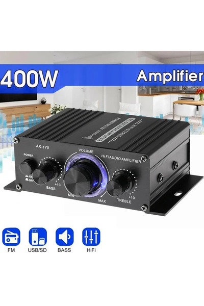 Choice AK170 Mini Digital Power Audio Car Amplifier Blue Light Stereo Audio Amplifier for Home Theater C...