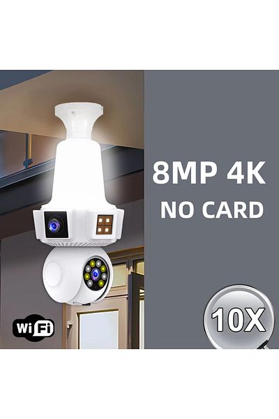 Choice E27-18 NO CARD Dual Lens Three Screen 8MP Smart Home Wireless Wifi E27 Cameras Mini cctv Camera IR N
