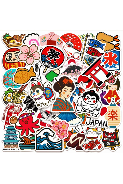 Choice 50Pcs 50Pcs Japanese Stickers Traditional Elements Decals Scrapbooking Notebook Luggage Laptop Skate
