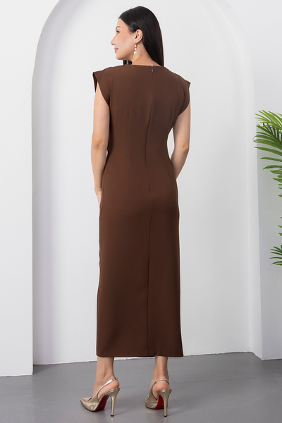 PULLIMM Crew Neck Buckle Gathered Dress Yzc25Y228