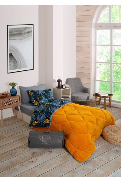 Sudemhome Single Welsoft Sleeping Set Double Sided Wellsoft Fluffy Fleece Quilt and 100X200 Elastic Sheet
