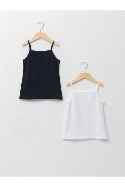 LC Waikiki Square Collar Basic Strap Cotton Girls Undershirt 2-Piece (W1)