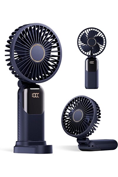 Nnewvante مروحة محمولة، مروحة تعمل بالبطارية 4200 مللي أمبير/ساعة، 5 سرعات وشاشة رقمية، مروحة مكياج للنساء مع B