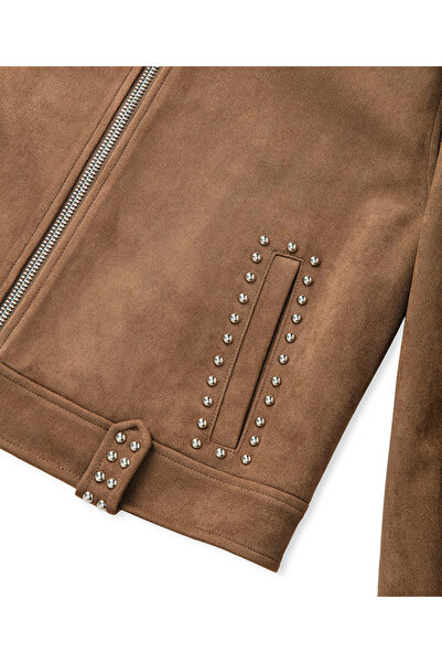 İpekyol Süet görünümlü trok baskılı mont