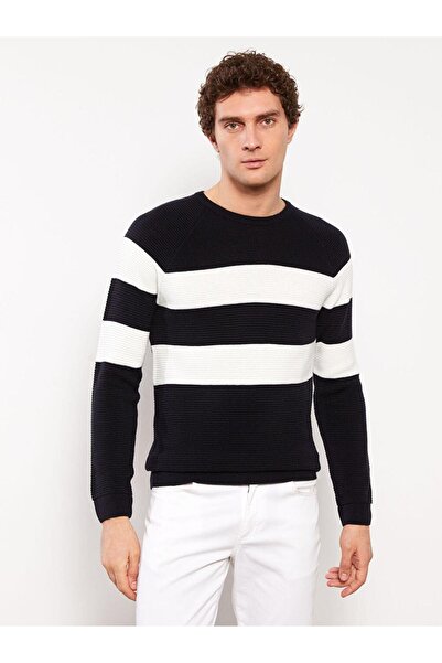 LC Waikiki Bisiklet Yaka Uzun Kollu Renk Bloklu Erkek Triko Kazak (W3)