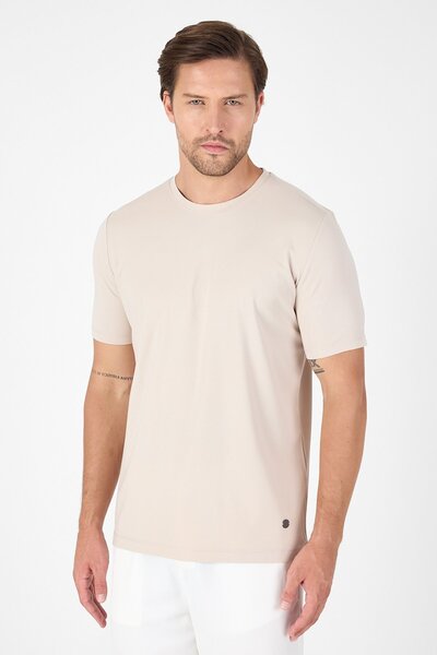 İmza Hazelnut Short Sleeve Crew Neck Pocketless Cotton Casual Slim Fit T-Shirt 1011250165