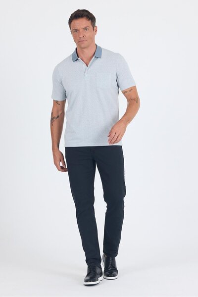 İmza Gray Short Sleeve Polo Neck Pocket Classic Standard Size T-Shirt 1011250171