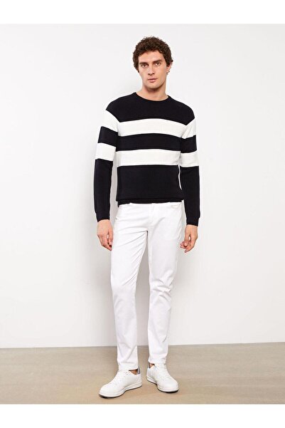 LC Waikiki Bisiklet Yaka Uzun Kollu Renk Bloklu Erkek Triko Kazak (W3)