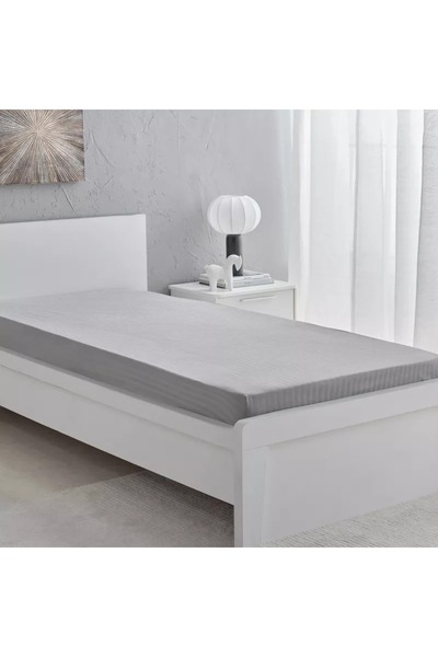 Home Box Hamilton Stripe Satin Cotton Single Fitted Sheet - 90x200+36 cm