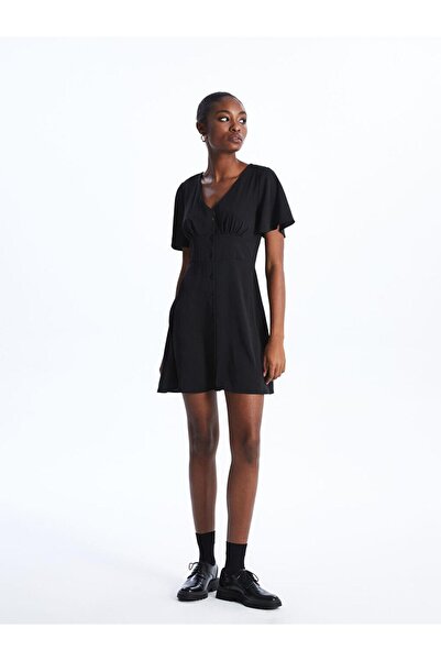 LC Waikiki Γυναικείο κοντομάνικο φόρεμα Lcw Vision - V λαιμόκοψη