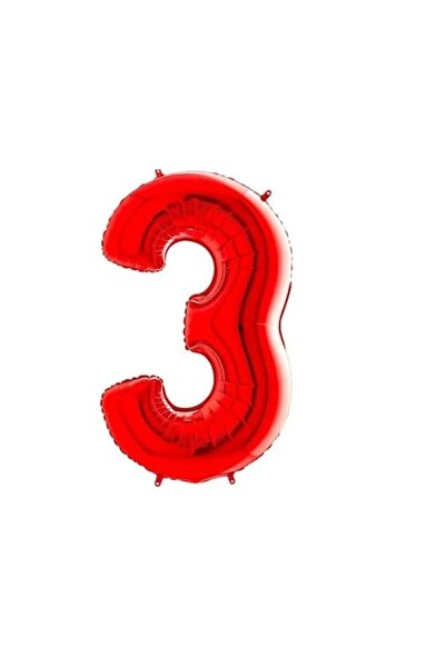 ERMA Smart Balon folie numărul 3, roșu, petrecere de ziua de naștere, 100 cm
