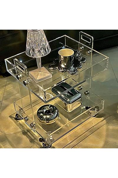 Slasa Two-Tier Removable Acrylic Storage Rack, suitable for Sofa, Coffee Table, Side Table, Coffee Table,