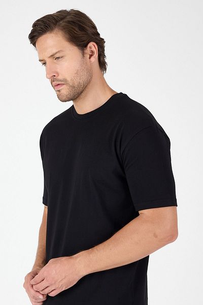 İmza Black Crew Neck Short Sleeve Slim Fit Cotton T-Shirt 1011250191