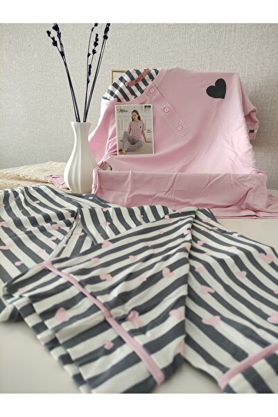 Mihra Ring Viskon Kumaş Kısa Kollu Kadın Pijama Takımı S/M-L-XL-XXL