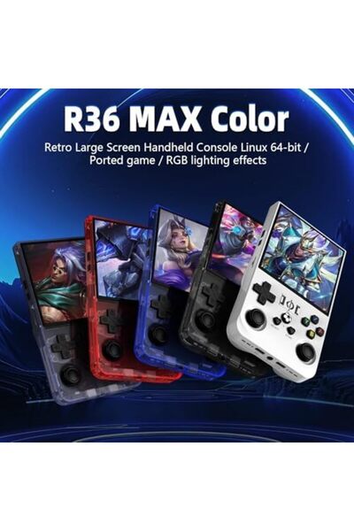 Generic R36MAX Retro Handheld Game Console, 4.0 Inch IPS Screen, 64GB Memory, Portable Arcade Video Gaming C