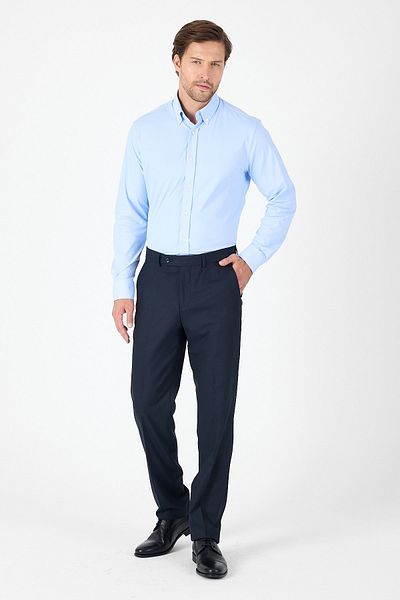 İmza Dark Blue Long Sleeve Button Collar Without Pocket Performance Product Slim Fit Shirt 1004250270