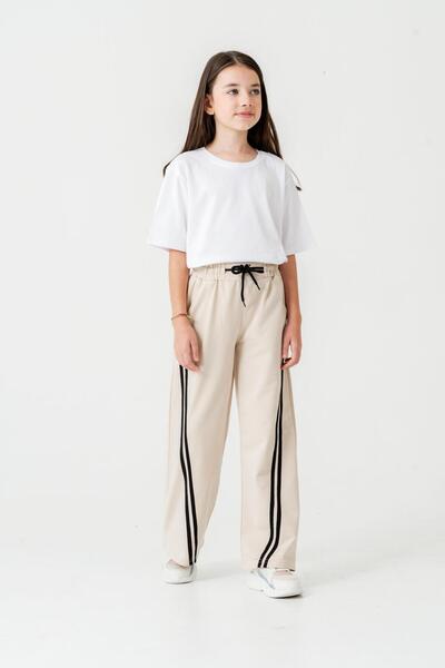 Mışıl Kids Φαρδύ παντελόνι ψαροειδούς για κορίτσια με ρίγες στο πλάι