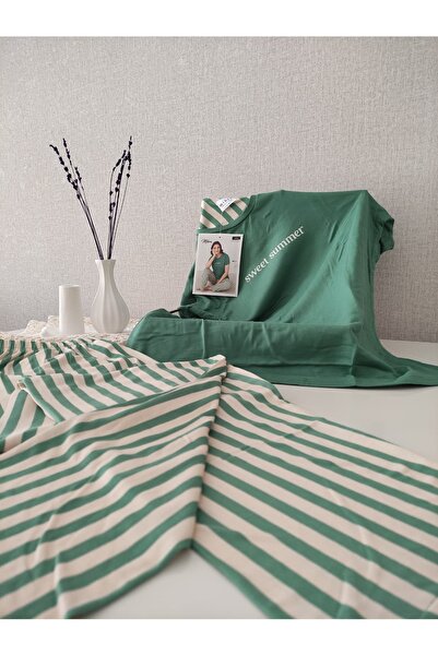 Mihra Milan Kumaş Kısa Kollu Kadın Pijama Takımı S/M-L-XL-XXL