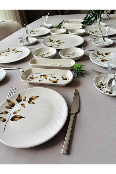 Yiğit Seramik Züccaciye Akasya 6-Person 21-Piece Breakfast Set