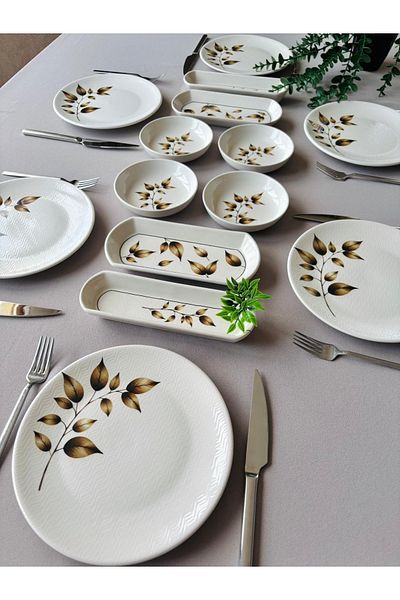 Yiğit Seramik Züccaciye Akasya 6 Person 14 Piece Breakfast Set