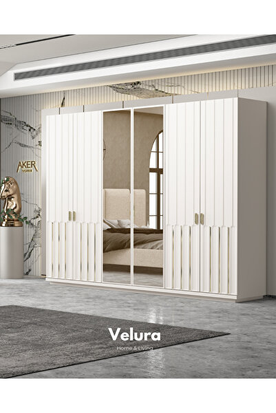 Velura Home & Living Destan Modern 6 Kapaklı Aynalı Gardırop (Dolap)