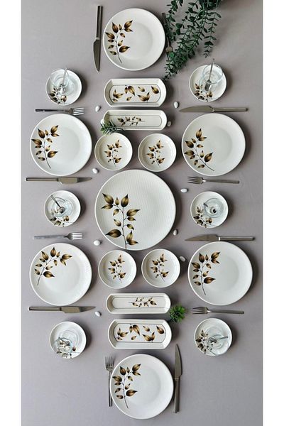 Yiğit Seramik Züccaciye Akasya 6-Person 21-Piece Breakfast Set
