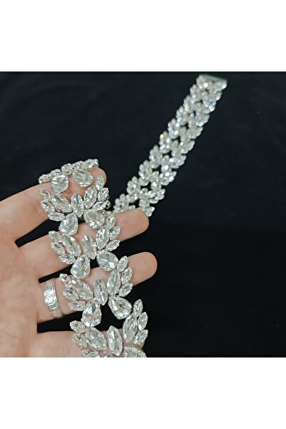 Leylak Store شريط شمعدان مثبت بالحديد بحجر كريستال 50 سم