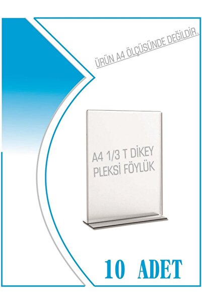 KrcDisplay Kıraç Reklam 1/3 A4 (10.5x21) Masaüstü T Tipi Dikey Pleksi Föylük ...