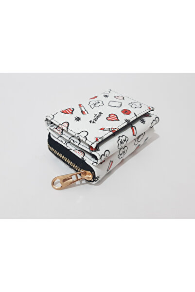 renkli çiçekler Παιδικό Πορτοφόλι 11x8x4 CM Λευκό Παιδικό Πορτοφόλι με Μικτό Σχέδιο