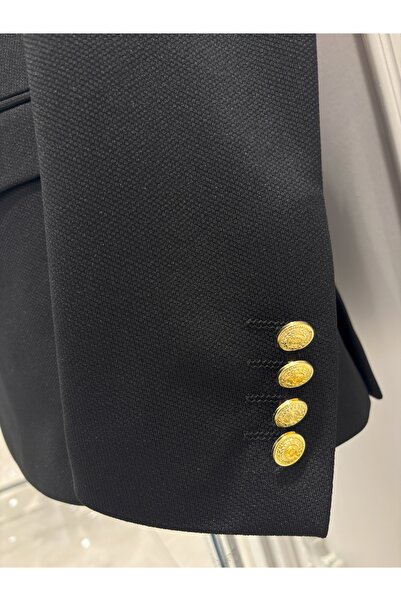 SABRİ ZENGİN Erkek Siyah Kruvaze Slim Fit Blazer Ceket