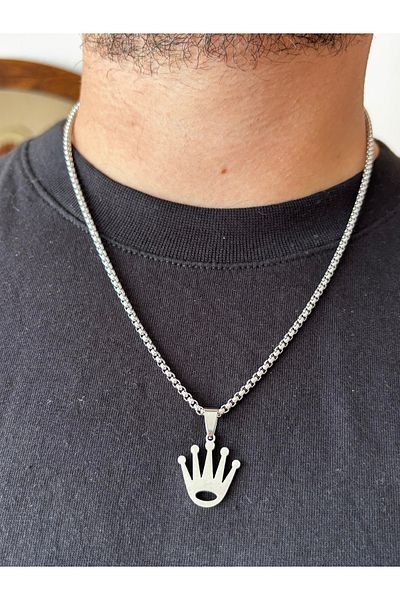 derokas King's Crown Full Steel Non-Tarnish Elegant Stylish Necklace