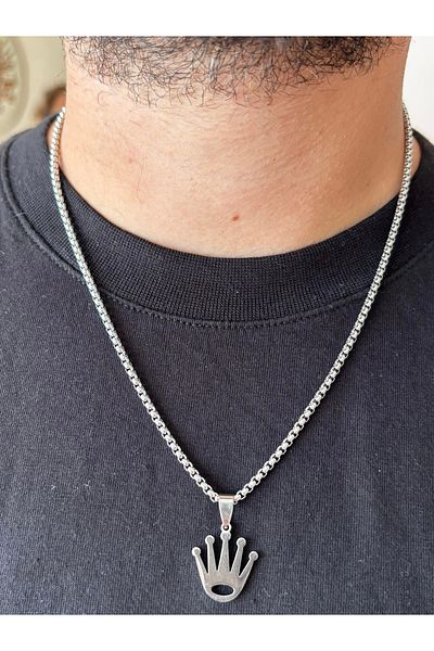 derokas King's Crown Full Steel Non-Tarnish Elegant Stylish Necklace
