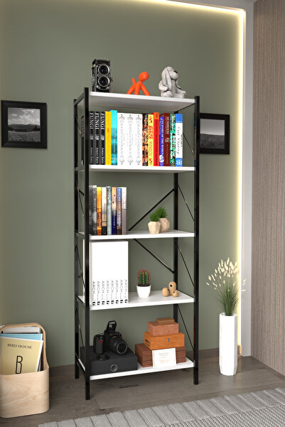 AWOX Ahlas 5 Raflı Dekoratif Kitaplık Dosya Rafı Ofis Rafı Mutfak Rafı Çok Am...