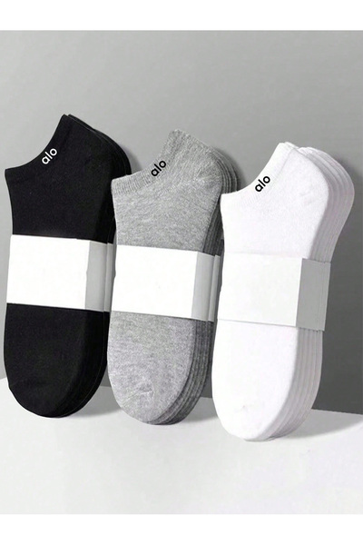 ACTIVE MODA -Letter Printed 3-Color 12-Piece Socks Set 100% Cotton