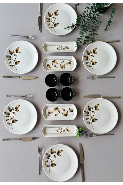 Yiğit Seramik Züccaciye Akasya 6 Person 14 Piece Breakfast Set