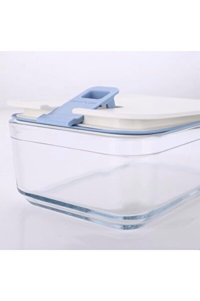 NEOFLAM Perfect Seal Glass Food Container 1100ml, Square, with Lid, Heat Resistant Glass up to 400°