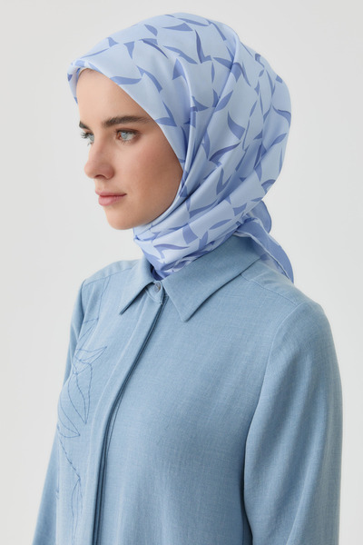 Tuğba Mizan Twill İpek Eşarp - Açık Mavi