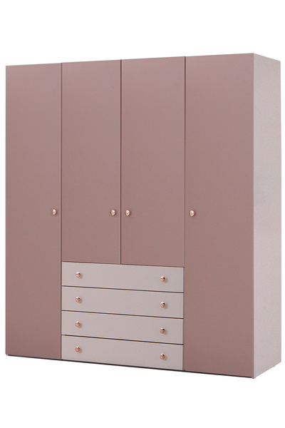 benim odam Rose 4 Kapılı Geniş Çekmeceli Dolap Genç / Çocuk Odası 438