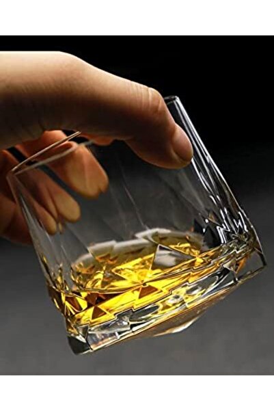 BLUE CORAL Whiskey Rock Glass 6-Pack 300ml Heavy Great Grip Spinning Wine Glasses Diamond Cut Top Be
