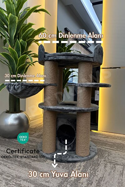 Pet Dreams Cosmo Lüks Kedi Tırmalama ve Dinlenme Ağacı, Sertifikalı Kumaş