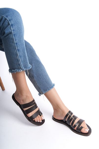 DaphneSandals Genuine Leather Brown Women's Slippers - M5801
