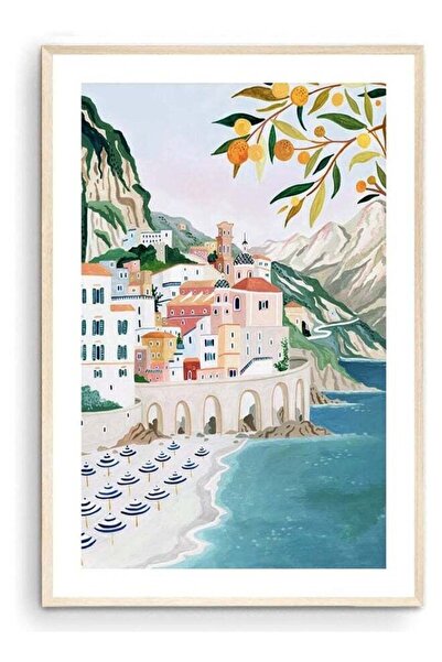 Emoda home Trove طباعة فنية من ساحل أمالفي لأتراني (40 × 60 سم) - ملصق سفر إل...