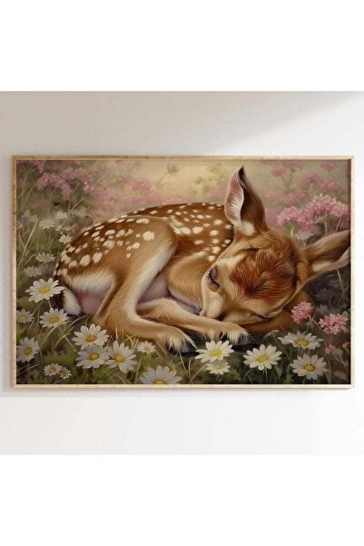 Emoda home Trove Vintage Deer Sleeping Animal Wall Art (60x80 cm) – Framed Na...