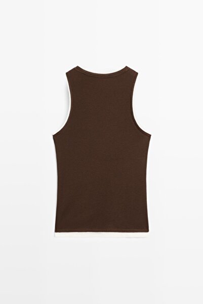 Massimo Dutti Çift şeritli kolsuz t-shirt