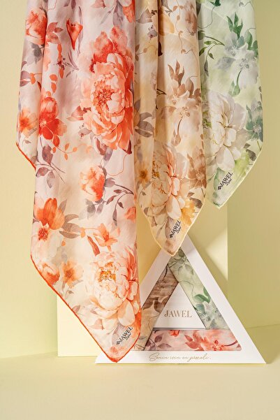 JAWEL Women's Ephedra Soft Scarf Pack (Green-Orange-Yellow)