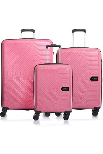 Fossil Unisex 201x PP Polipropilen Kırılmaz Büyük, Orta, Kabin 3'lü Valiz Seti